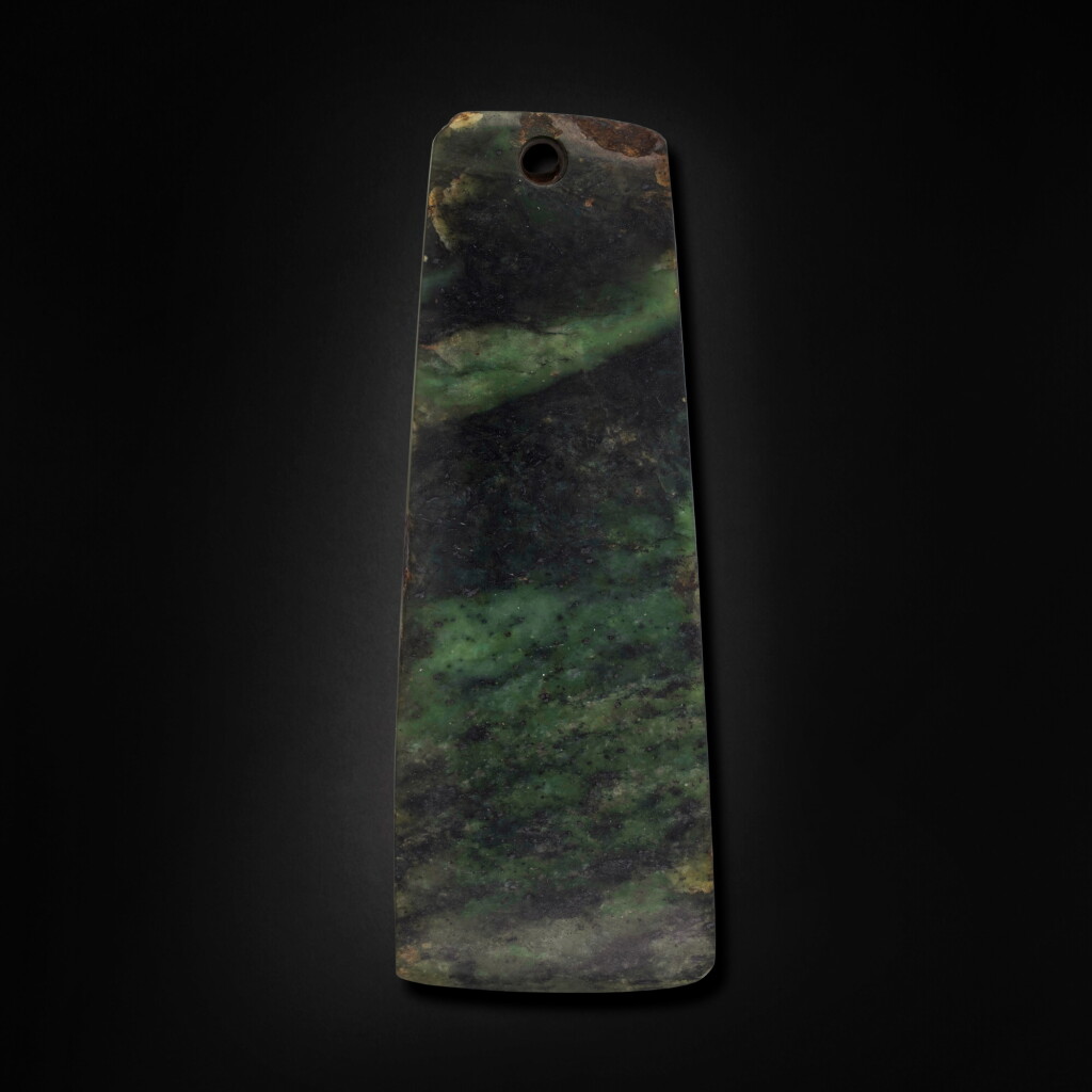 View full screen - View 1 of Lot 36. An archaic green jade axe (Yue), Neolithic period.