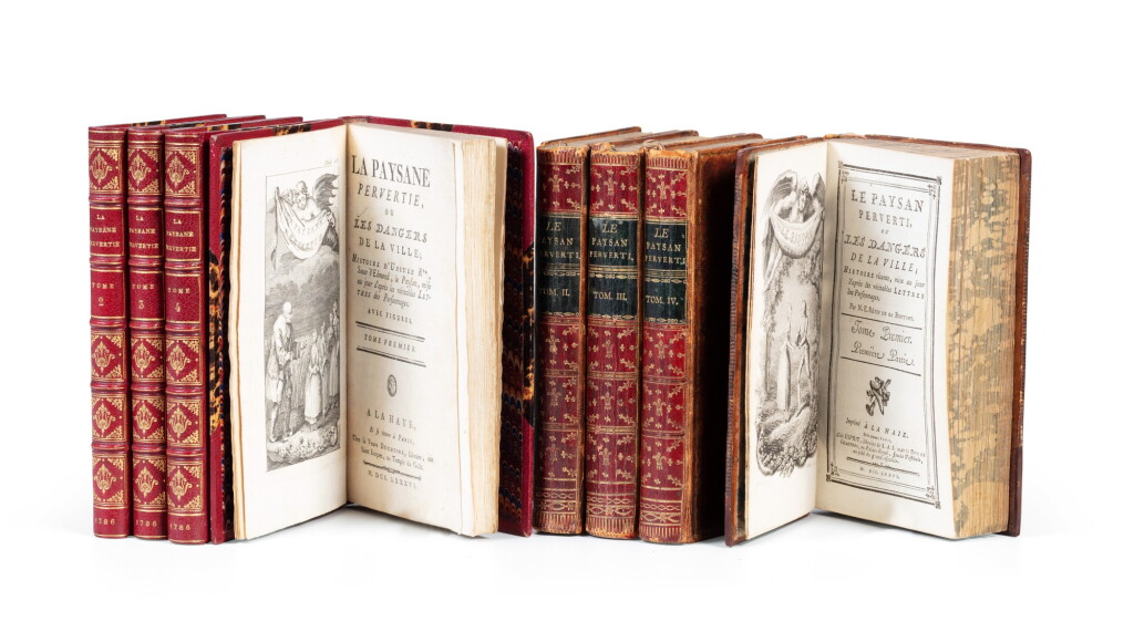 View full screen - View 1 of Lot 155. Le paysan perverti. 1776 + La Paysanne pervertie. 1786. Ensemble e 8 vol..