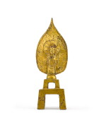 A GILT-BRONZE VOTIVE FIGURE OF AVALOKITESHVARA, NORTHERN QI DYNASTY, WUPING, DATED 576 | 北齊武平七年 鎏金銅觀音菩薩像