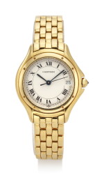 COUGAR, REFERENCE 2574 YELLOW GOLD WRISTWATCH WITH DATE AND BRACELET (OROLOGIO DA POLSO IN ORO GIALLO CON BRACCIALE E DATARIO) CIRCA 1990 | CARTIER