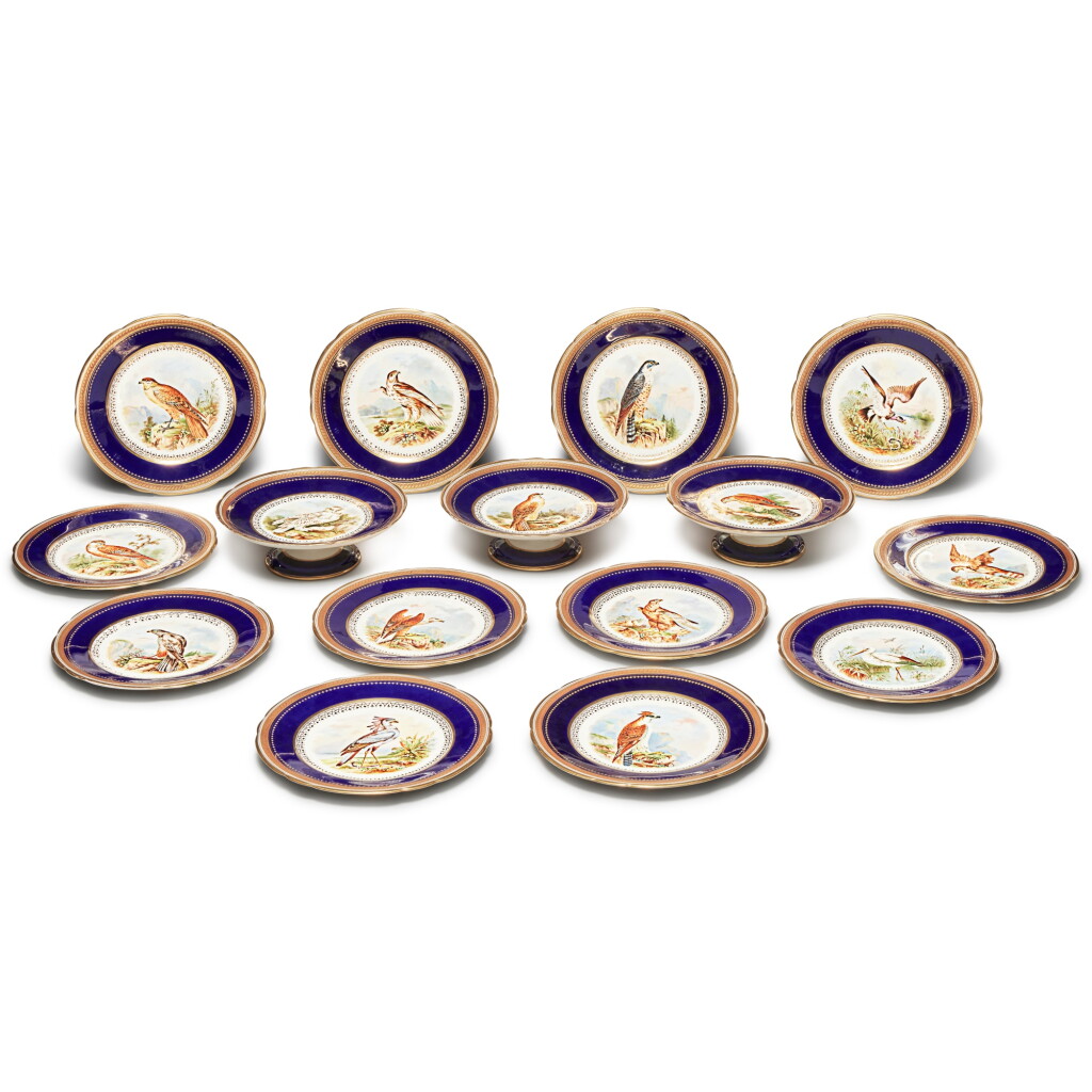 View full screen - View 1 of Lot 175. A Staffordshire Porcelain (R. G. Scrivener & Co.) Ornithological Part-Dessert Service, Circa 1880.