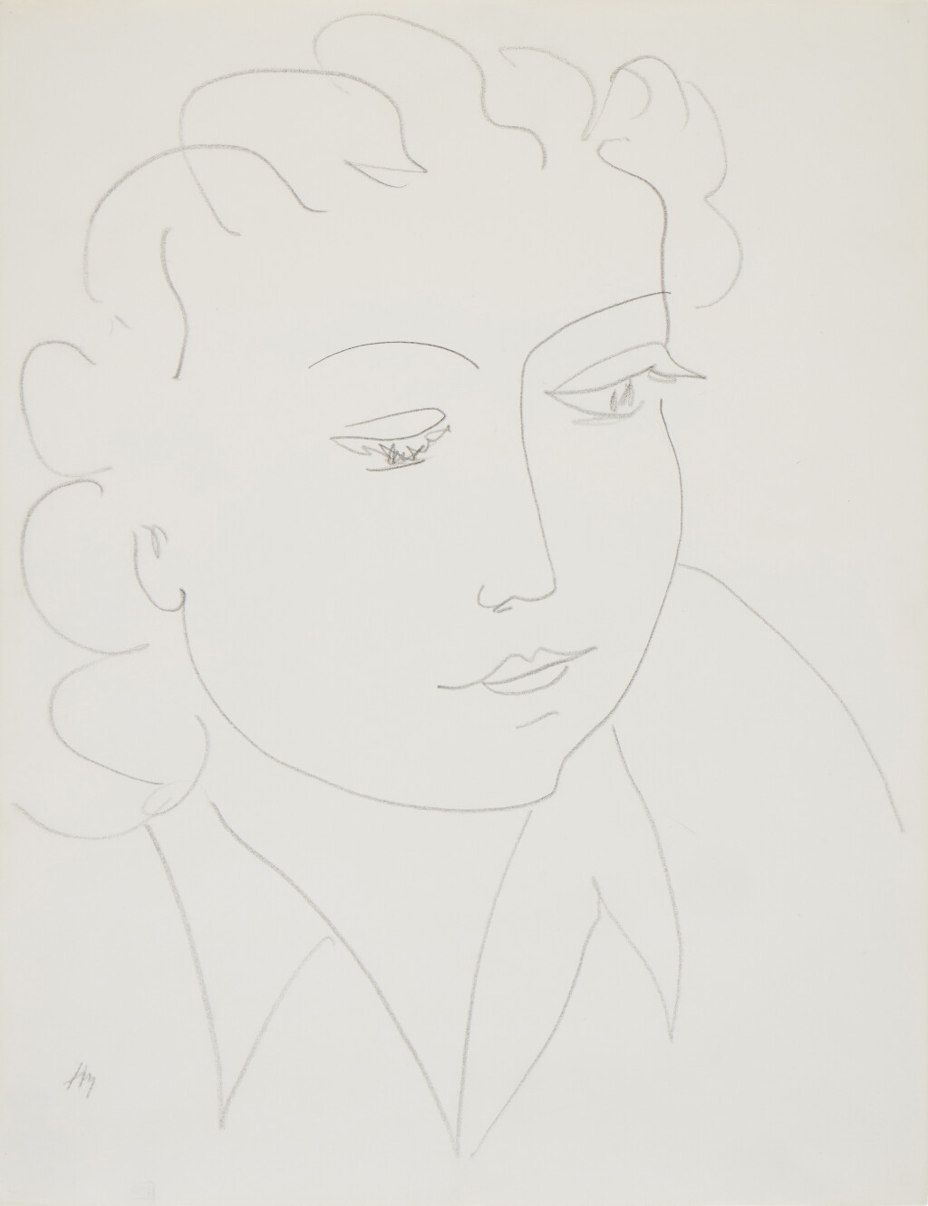 View full screen - View 1 of Lot 602. Visage, yeux baissés.