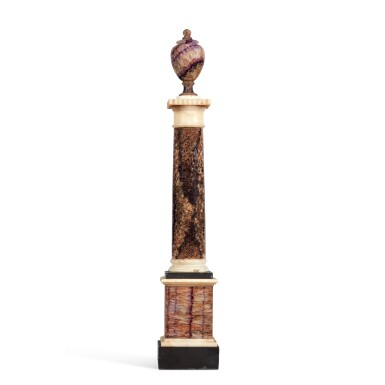 View full screen - View 1 of Lot 112. A Derbyshire Blue John, Alabaster and Ashford Marble Tuscan Column with Removeable Urn Finial, Circa 1800.