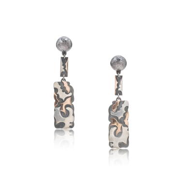 View full screen - View 1 of Lot 1181. Pair of silver pendent ear clips.