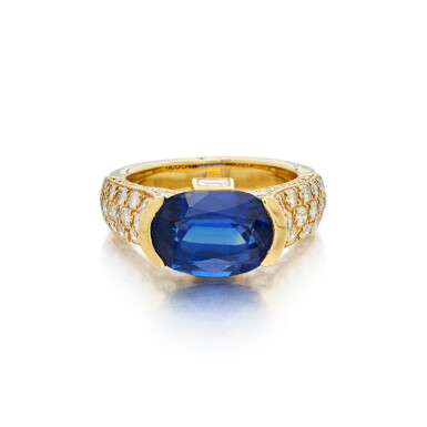 View full screen - View 1 of Lot 7. Sapphire and Diamond Ring, France.