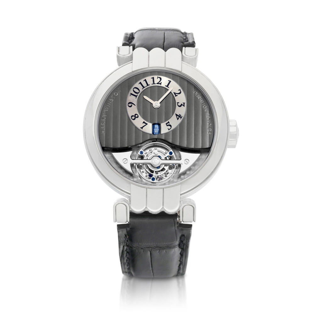 View full screen - View 1 of Lot 2131. Premier Excenter, Reference 200-MMT0P | A limited edition platinum tourbillon wristwatch with 110 hour power reserve indication, Made in collaboration with Peter Speake-Marin, Circa 2007 | 海瑞溫斯頓 | Premier Excenter 型號200-MMT0P | 限量版鉑金陀飛輪腕錶,備110小時動力儲備顯示,與 Peter Speake-Marin 合製,約2007年製.