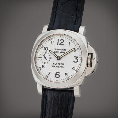 View full screen - View 1 of Lot 28. Reference 5218-207/A Slytech Daylight 'Pre-Vendome' | A limited edition stainless steel wristwatch, Special Edition for Sylvester Stallone, Circa 1995 | The Hammer Collection.