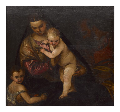 View full screen - View 1 of Lot 228. FOLLOWER OF PAOLO CALIARI, CALLED PAOLO VERONESE | HOLY FAMILY WITH THE SAINT JOHN THE BAPTIST AS A CHILD.
