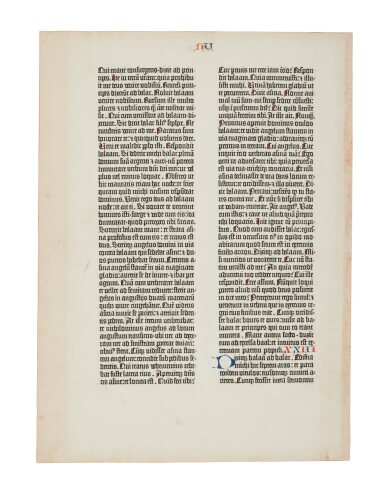 View full screen - View 1 of Lot 1073. (Bible in Latin) | Leaf from the Gutenberg Bible .