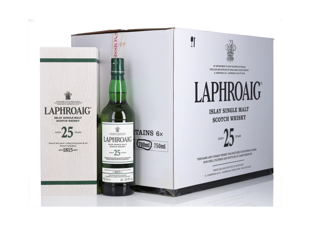 View full screen - View 1 of Lot 58. Laphroaig 25 Year Old Cask Strength 53.4 abv NV (6 Bottles 70cl).