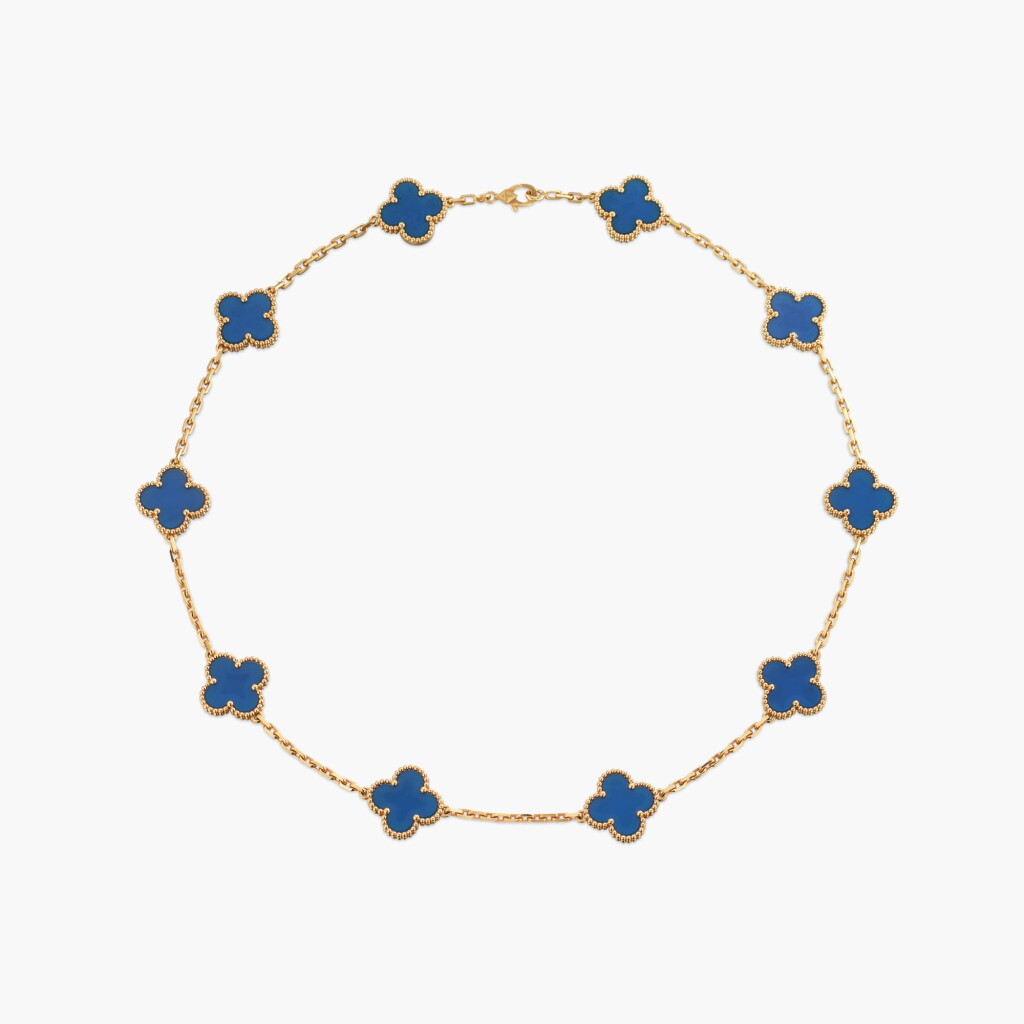 View full screen - View 1 of Lot 1204. ‘Vintage Alhambra’ Blue Agate Necklace | 梵克雅寶 | ‘Vintage Alhambra’ 藍色瑪瑙 項鏈.