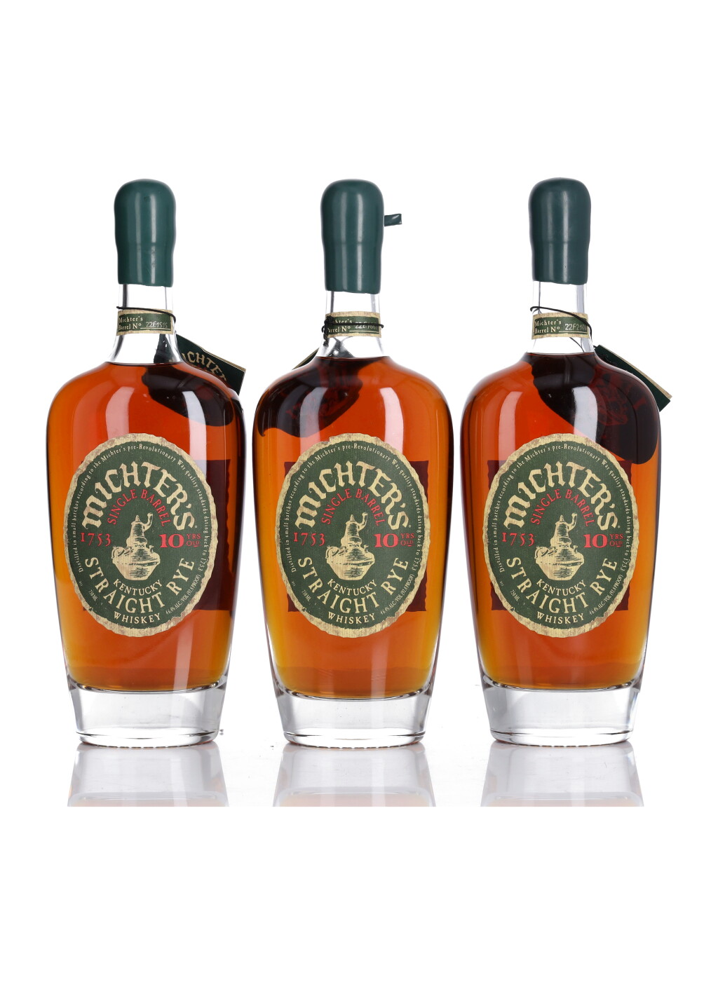View full screen - View 1 of Lot 213. Michter's Single Barrel Rye 10 Year Old 92.8 Proof NV (3 BT 75cl).