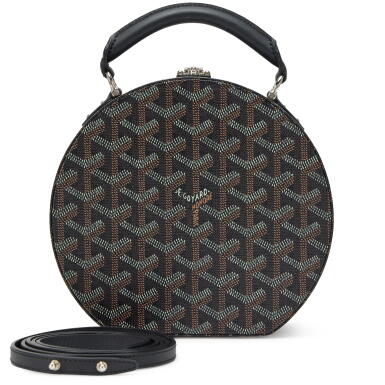 View full screen - View 1 of Lot 170. Black Goyardine Canvas Alto Hatbox Trunk Bag Silver Hardware, 2020.