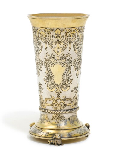 View full screen - View 1 of Lot 85. A Fabergé parcel-gilt silver beaker, workmaster Julius Rappaport, St Petersburg, 1899-1908.
