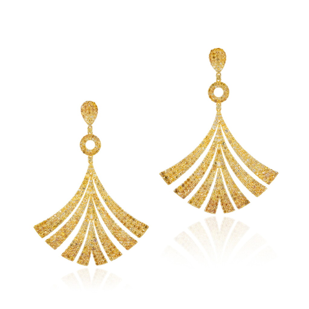 View full screen - View 1 of Lot 2801. Kröller-Müller Museum x Nalas | ‘Dazzling Autumn’ Pair of Coloured Diamond Pendent Earrings | 庫勒-穆勒博物館 x Nalas | 「秋日暖陽」彩色鑽石 耳墜一對.