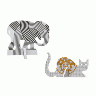 View full screen - View 1 of Lot 217. Multicolor Porcelain Petit H Mosaique au 24 Cat and H Deco Elephant Figures.