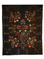 Fine and Rare Embroidered Wool Coverlet Circa 1800