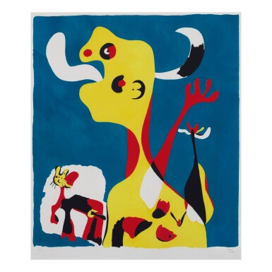 View full screen - View 1 of Lot 29. JOAN MIRÓ | FEMME ET CHIEN DEVANT LA LUNE (DUPIN 18).