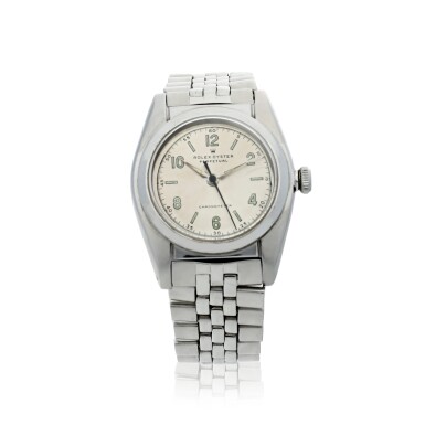 View full screen - View 1 of Lot 93. REFERENCE 3940 OYSTER PERPETUAL 'BUBBLEBACK' A STAINLESS STEEL AUTOMATIC WRISTWATCH WITH BRACELET, CIRCA 1945.