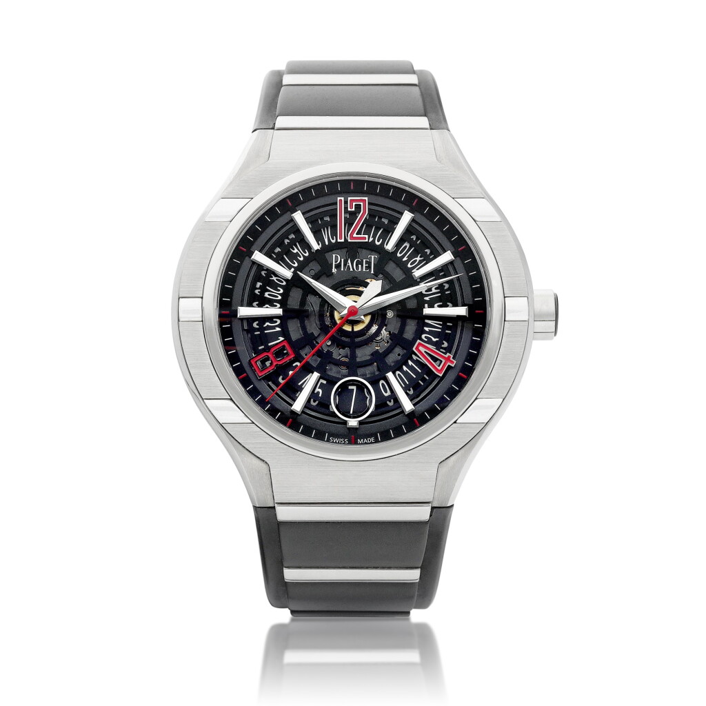 View full screen - View 1 of Lot 8213. Polo FortyFive, Reference P10717 | A limited edition titanium skeletonized wristwatch with date, Circa 2016 | 伯爵 | Polo FortyFive 型號P10717 | 限量版鈦金屬鏤空腕錶,備日期顯示,約2016年製.