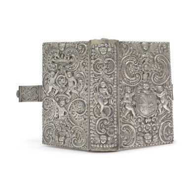 View full screen - View 1 of Lot 13. AN ITALIAN SILVER BOOK BINDING, CIRCA 1840.