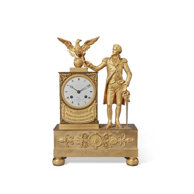 View full screen - View 1 of Lot 930. A Classical Ormolu 'George Washington' Mantel Clock, made for the American Market by Jean-Baptiste Dubuc, Paris, circa 1815.