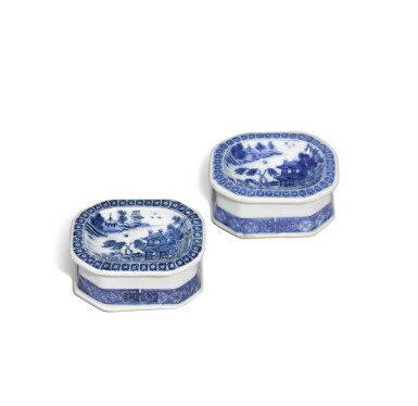 View full screen - View 1 of Lot 270. A pair of blue and white salts, Qing dynasty, circa 1800.