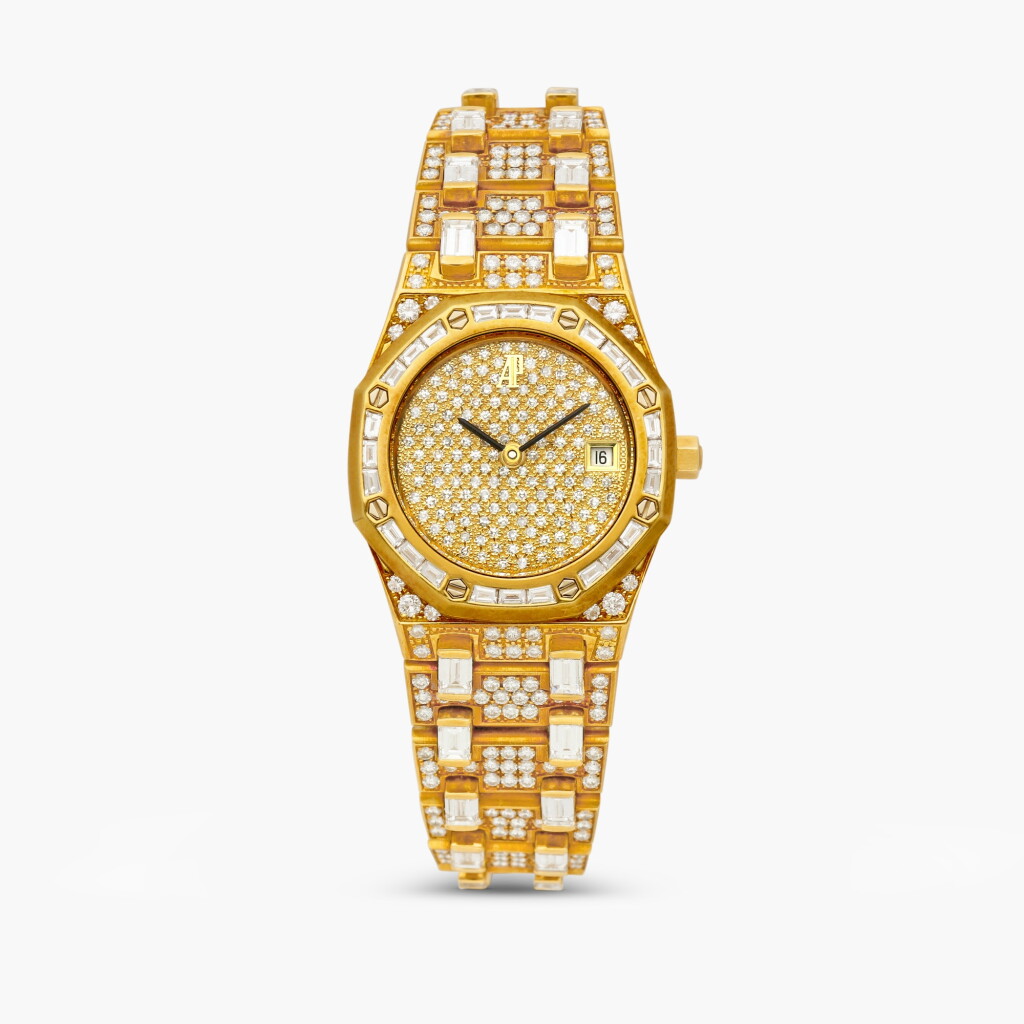 View full screen - View 1 of Lot 2284. Royal Oak, Reference 66601BA/Z/0790BA/05 | A yellow gold and diamond-set bracelet watch with date, Circa 1996.