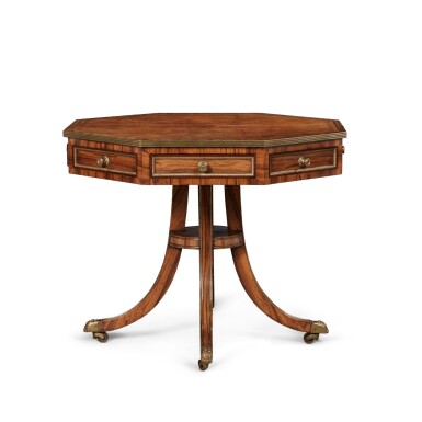 View full screen - View 1 of Lot 206. A Regency Brass-Mounted Rosewood Octagonal Centre Table, Early 19th Century.