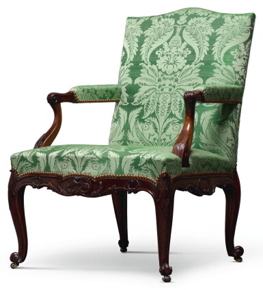 View full screen - View 1 of Lot 101. A GEORGE II CARVED MAHOGANY ARMCHAIR, MID-18TH CENTURY.