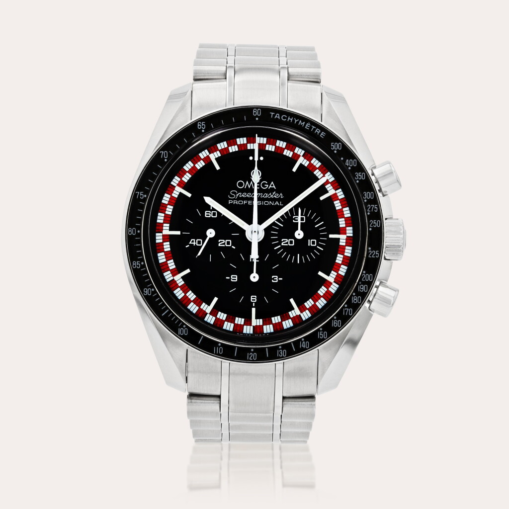 View full screen - View 1 of Lot 448. Speedmaster 'Tintin' limited edition, reference 311.30.42.30.01.004 Montre bracelet chronographe en acier | Stainless steel chronograph wristwatch with bracelet Vers 2017 | Circa 2017.