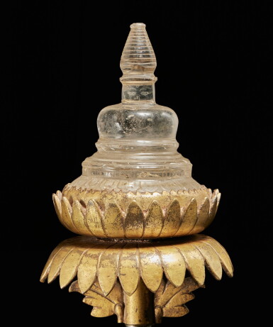 View full screen - View 1 of Lot 330. A gilt-copper and rock-crystal stupa, Nepal, 15th century .