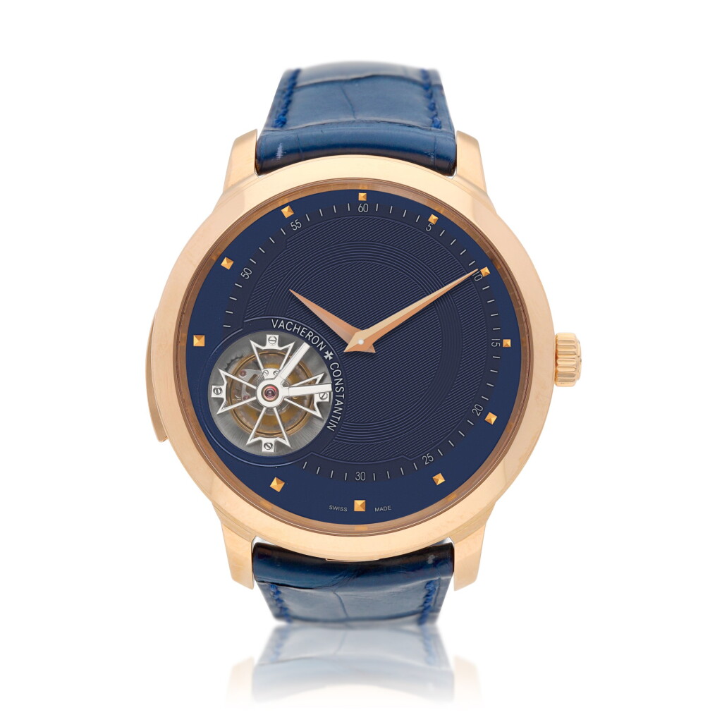 View full screen - View 1 of Lot 12. Unique "Les Cabinotiers" reference 30015/000R-9608 A unique 18k pink gold manually wound minute repeating tourbillon with hidden perpetual calendar with moonphases beneath an officer case-back, circa 2011.