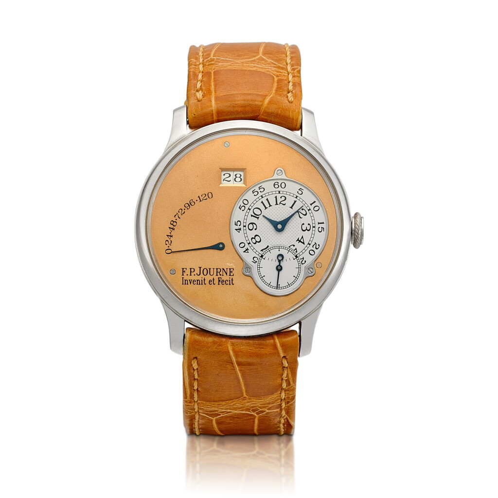 全萤幕检视 - 查看2146Octa Réserve de Marche | An early platinum wristwatch with date, power reserve indication and brass movement, Circa 2002 | F.P. Journe | Octa Réserve de Marche | 早期鉑金腕錶,備日期、動力儲備顯示及銅製機芯,約2002年製的1