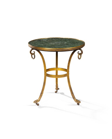 View full screen - View 1 of Lot 64. A Louis XVI gilt-bronze mounted vert-de-mer marble guéridon, 19th century.
