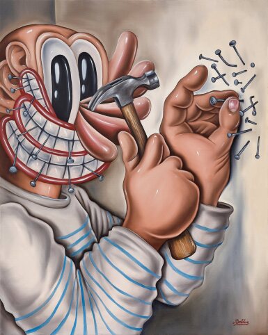 View full screen - View 1 of Lot 6024. If I Had A Hammer (Instructions for Hanging This Painting) 如果我有一把錘子(掛這幅畫的指示) .