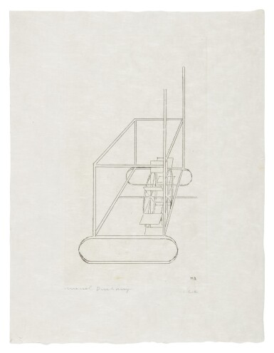 View full screen - View 1 of Lot 48. MARCEL DUCHAMP | THE TOP INSCRIPTION (1ST STATE); THE TOP INSCRIPTION (FINAL STATE); THE NINE MALIC MOULDS (1ST STATE); AND THE WATER MILL (1ST STATE) (SCHWARZ 624A, 624B, 625A, AND 628A).