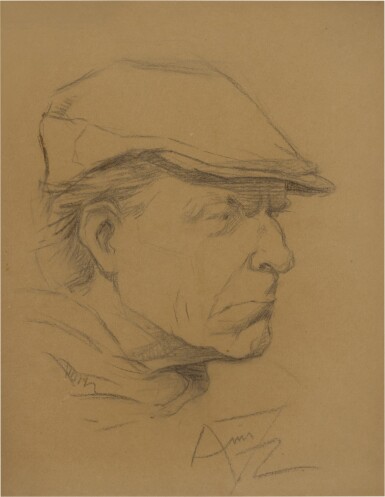 View full screen - View 1 of Lot 99. Portrait of a Man with a Flat Cap.