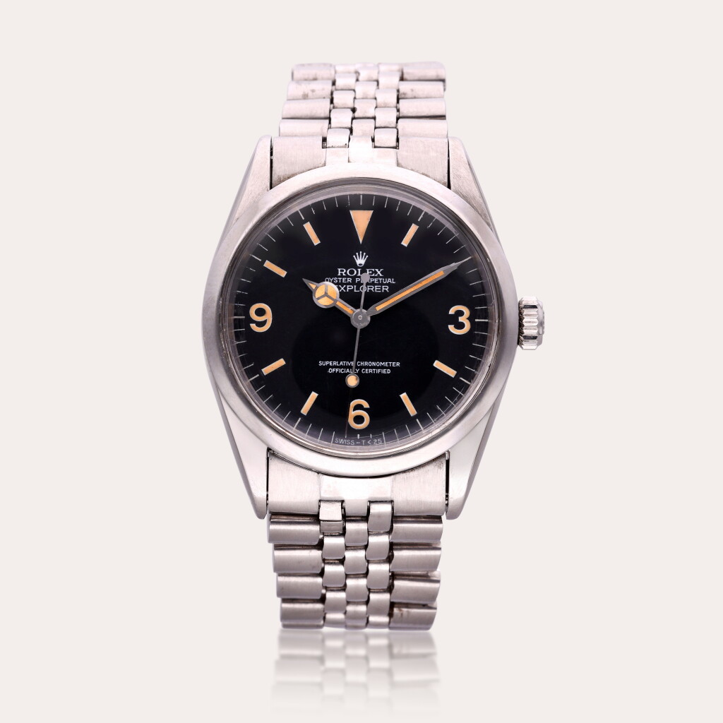 View full screen - View 1 of Lot 549. Reference 1016 Explorer | A stainless steel automatic wristwatch with bracelet, Circa 1967.