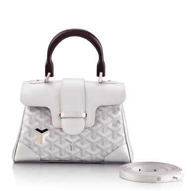 View full screen - View 1 of Lot 8309. Limited Edition Silver Calfskin and Goyardine Canvas Mini Saigon Silver Hardware, 2020 .
