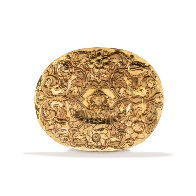 View full screen - View 1 of Lot 122. An Italian silver-gilt presentation dish with the family Rospigliosi coat-of-arms, by Sebastiano Gamberucci, Rome, 1642-1649.