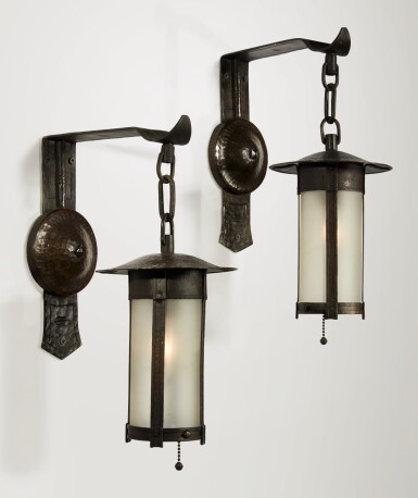 View full screen - View 1 of Lot 248. GUSTAV STICKLEY | A RARE PAIR OF ELECTRIC LANTERNS, MODEL NO. 226.