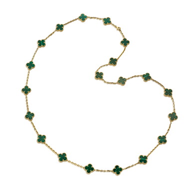 View full screen - View 1 of Lot 1905. ‘Vintage Alhambra’ Malachite Necklace | 梵克雅寶 | ‘Vintage Alhambra’ 孔雀石 項鍊.