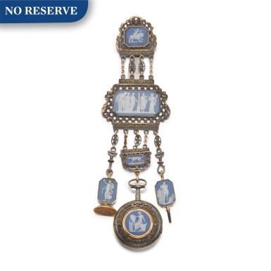 View full screen - View 1 of Lot 44. Silver And Gold Verge Watch With Jasperware-Mounted Chatelaine,Paris, Circa 1785.