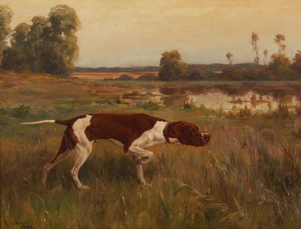 View full screen - View 1 of Lot 104. PERCIVAL LEONARD ROSSEAU | POINTER IN A LANDSCAPE.