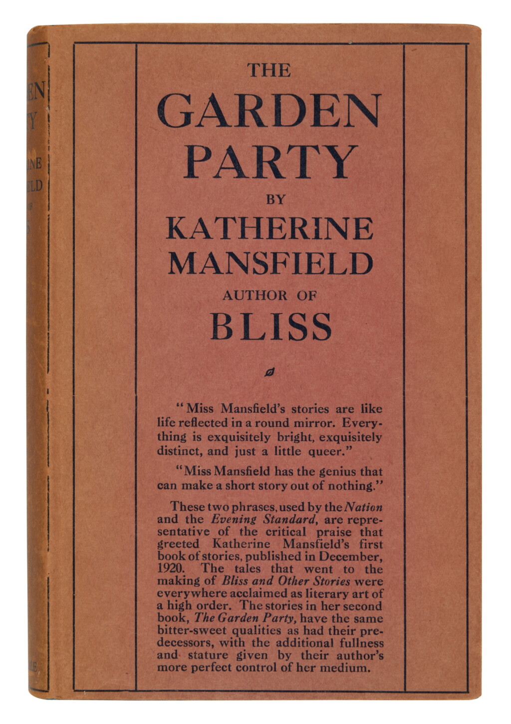 View full screen - View 1 of Lot 1081. Mansfield, Katherine | First edition, in original jacket, of "Her best book of stories..." .