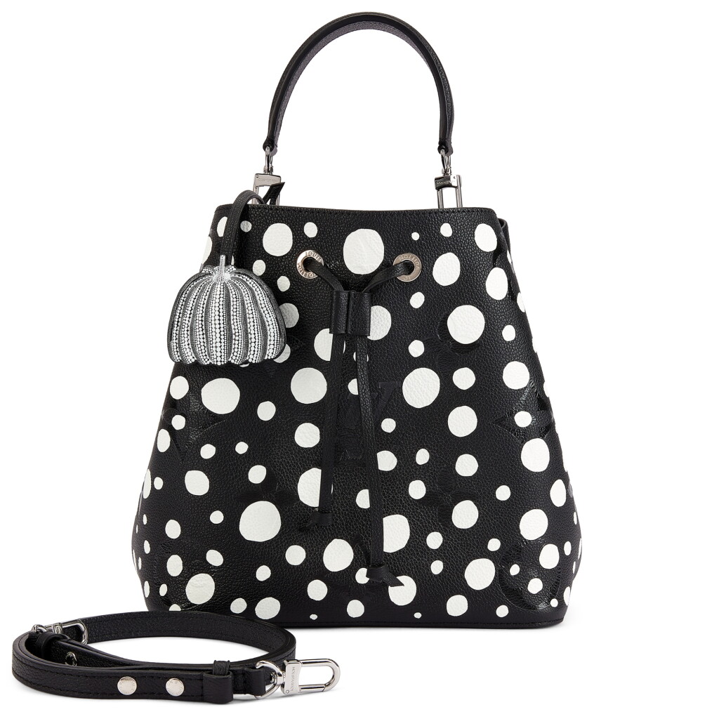 View full screen - View 1 of Lot 3117. X Yayoi Kusama Limited Edition Black and White Calfskin Infinity Polka Dot NeoNoe MM Silver Hardware, 2023.