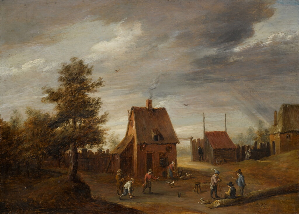 View full screen - View 1 of Lot 67. THOMAS VAN APSHOVEN | A village landscape with figures playing ball games.