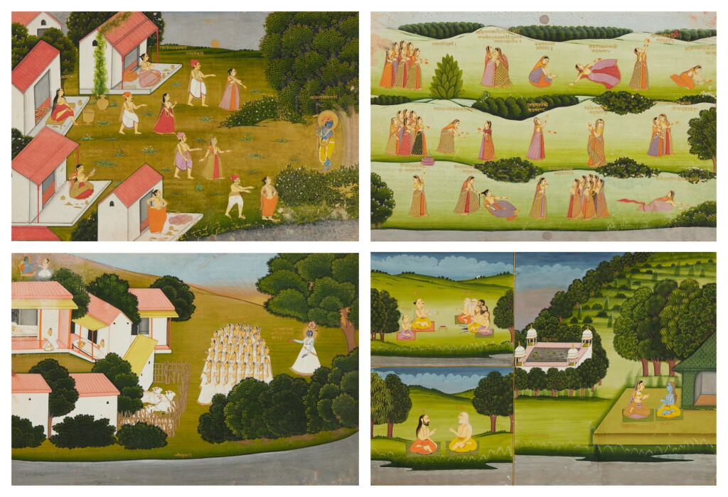 View full screen - View 1 of Lot 1136. A set of four illustrations to the Bhagavata Purana, India, Jaipur, circa 1830-1850.