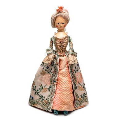 View full screen - View 1 of Lot 1570. Very Fine and Rare Queen Anne Wooden Doll, Mid-18th Century.